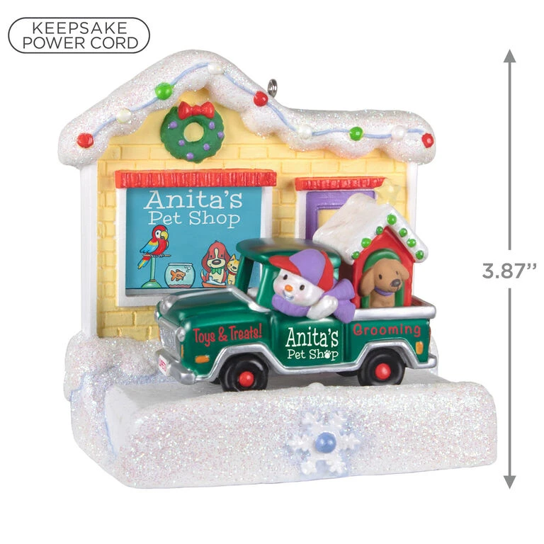 Hallmark Happy Holiday Parade Collection Anita's Pet Shop Musical Ornament With Light - Image 3