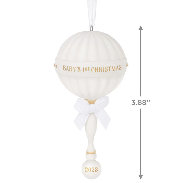 Hallmark Baby's First Christmas Rattle 2023 Porcelain Ornament - Image 3