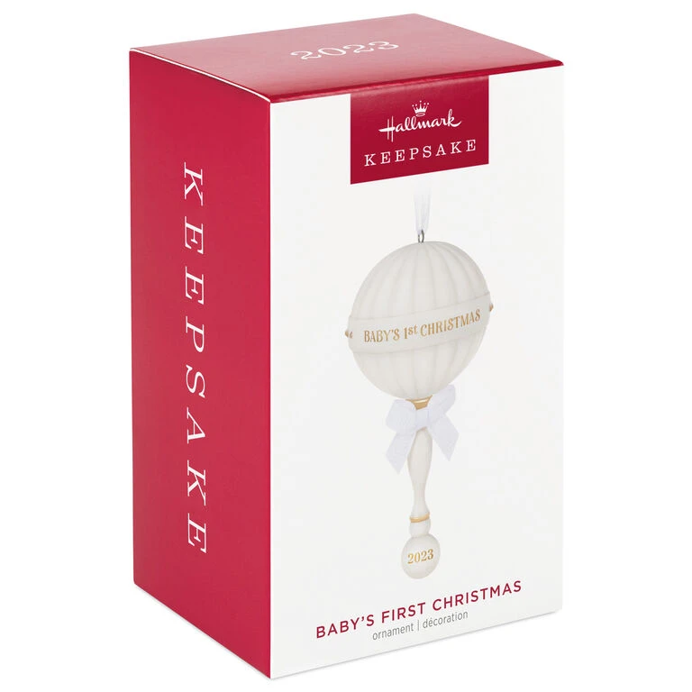 Hallmark Baby's First Christmas Rattle 2023 Porcelain Ornament - Image 4