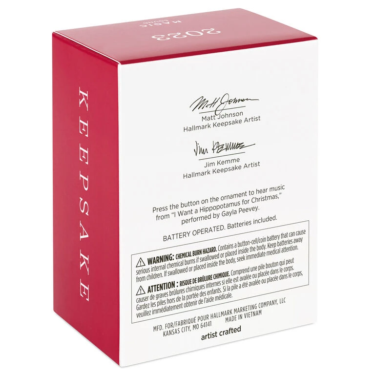 Hallmark I Want A Hippopotamus For Christmas Musical Ornament - Image 5