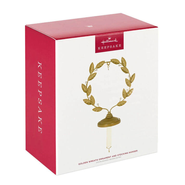 Hallmark Golden Wreath Metal Ornament And Stocking Hanger - Image 4