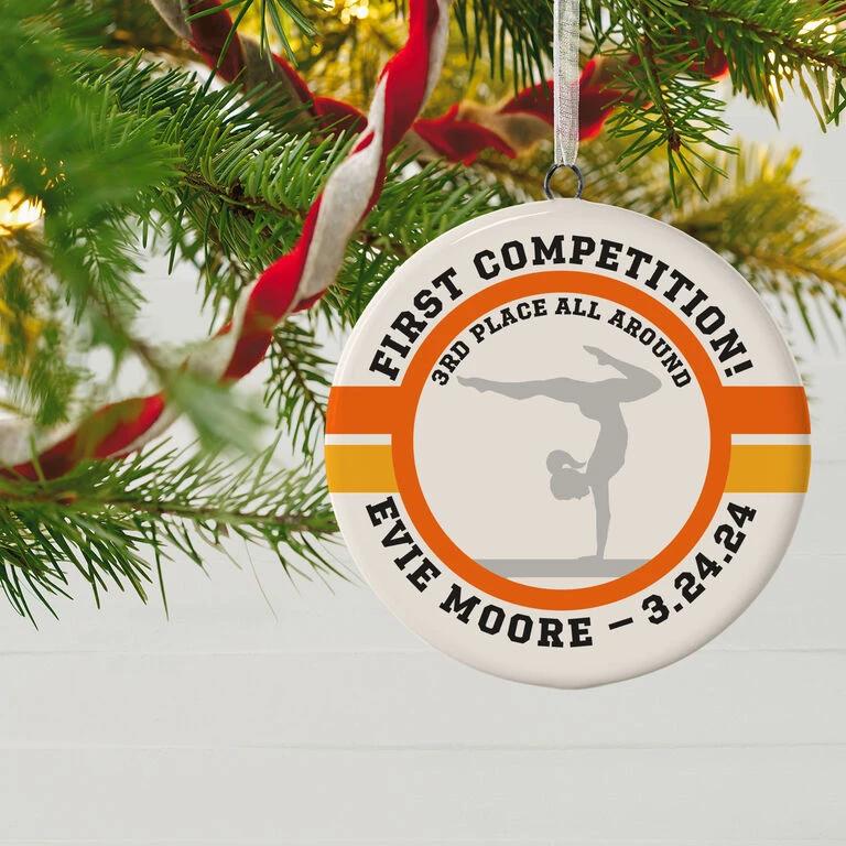Gymnastics Ceramic Circle Personalized Ornament - Image 2