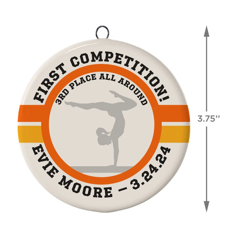 Gymnastics Ceramic Circle Personalized Ornament - Image 3