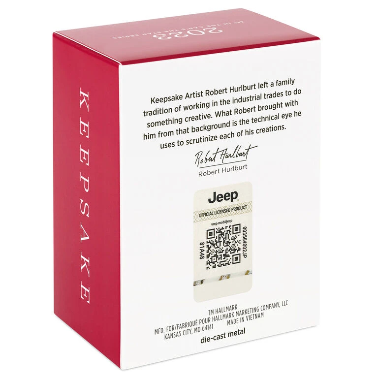 Hallmark The Car's The Star Jurassic Park 1992 Jeep Wrangler Metal Ornament - Image 5