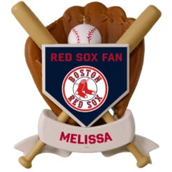 MLB Baseball Personalized Ornament, Red Soxâ˘