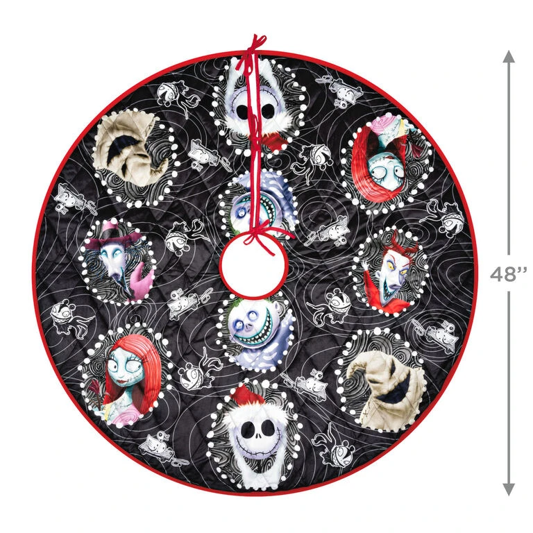 Hallmark Disney Tim Burton's The Nightmare Before Christmas Halloween Town Christmas Tree Skirt, 48" - Image 3