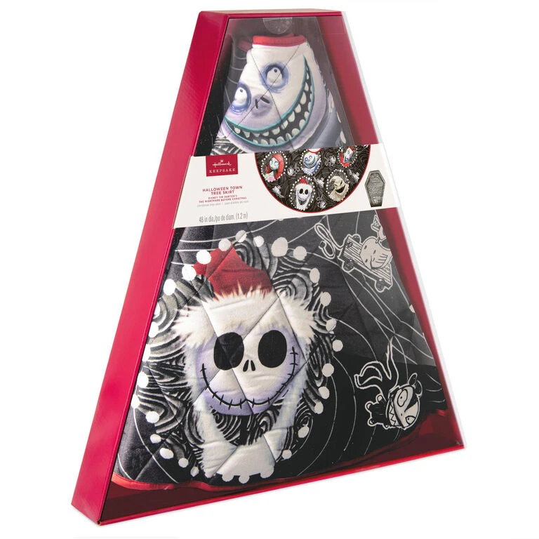 Hallmark Disney Tim Burton's The Nightmare Before Christmas Halloween Town Christmas Tree Skirt, 48" - Image 4