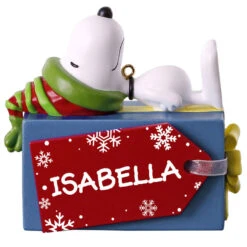 PeanutsÂź Snoopy Christmas Present Personalized Ornament