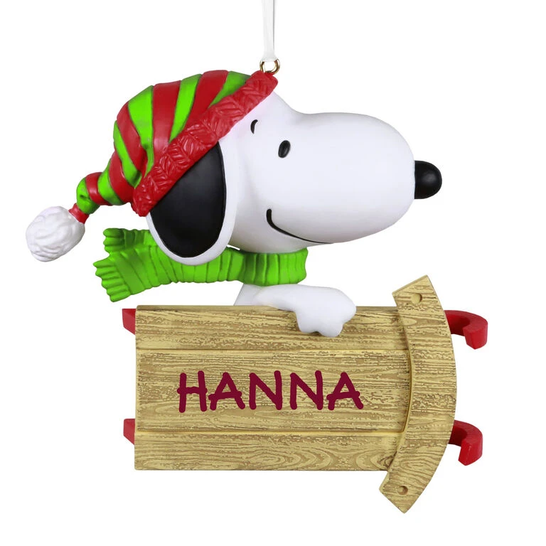 Hallmark PeanutsĀ® Sledding With Snoopy Personalized Ornament