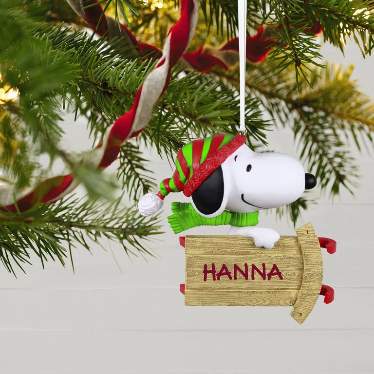 Hallmark PeanutsĀ® Sledding With Snoopy Personalized Ornament - Image 2