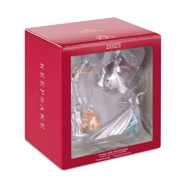 Hallmark Disney 100 Years Of Wonder Pixar And Princesses Ornaments, Set Of 4 - Image 7
