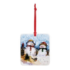 Snowmen Couple Magnet Ornament And Matching Card